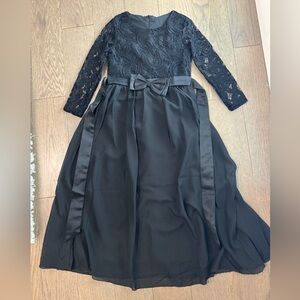 Like new black maxi dress with lace top and chiffon skirt - size 6/7